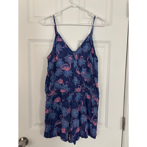Women’s tipsy elves flamingo print romper size medium vacation beach - Picture 1 of 3
